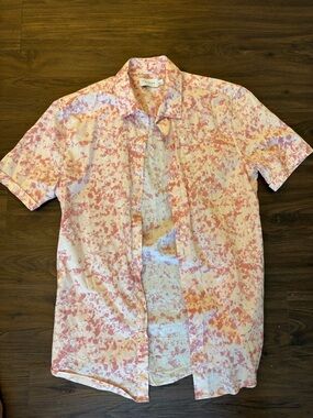 Topman Pink Multi Splatter Short-Sleeve Button-Down Shirt